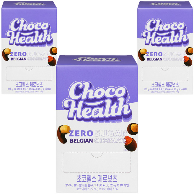 초코헬스 제로넛츠 무설탕 견과류 초코볼 10p, 250g, 3개