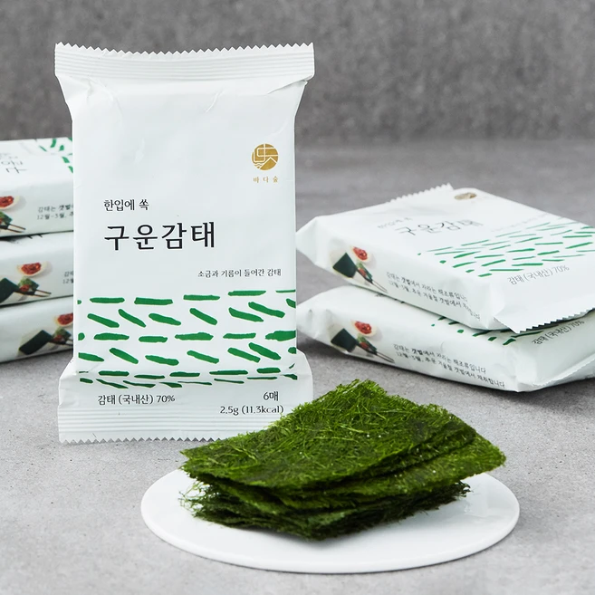 바다숲 한입에 쏙 구운감태, 6개, 2.5g - 쿠팡
