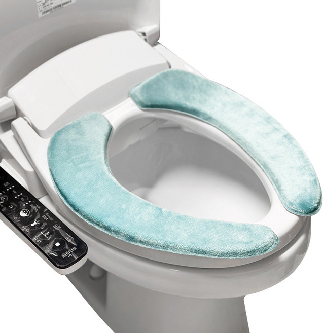 메모리폼 극세사 변기커버 L, 스카이블루, 1개