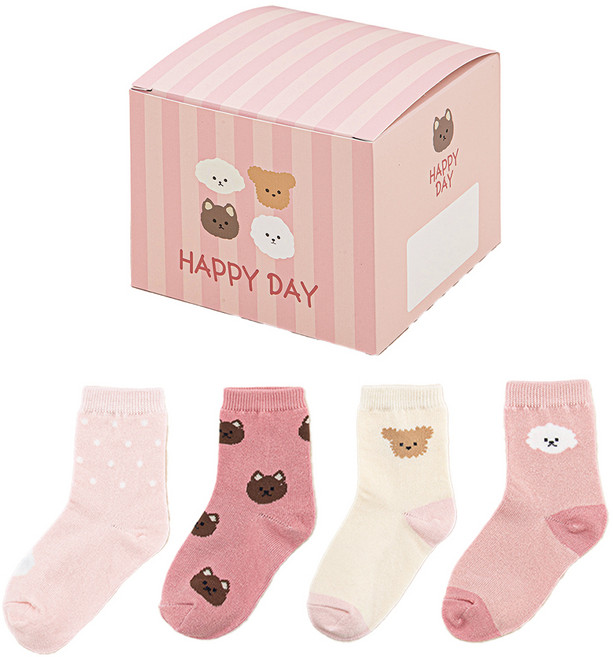 롤리트리 여아용 양말 4족 + 선물포장 세트
