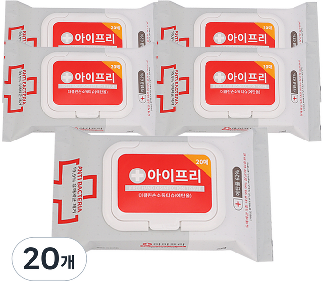 아이프리 더 클린 손소독 티슈 캡형, 20개입, 20개