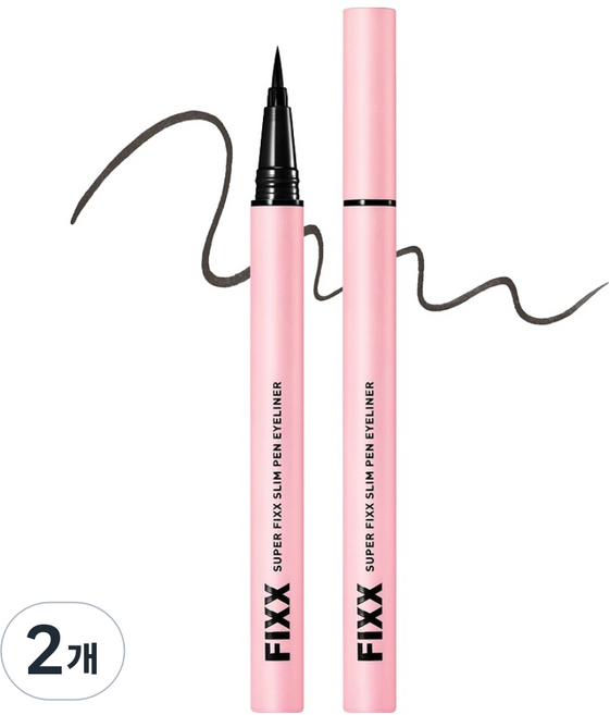 쏘내추럴 파우더포룸 수퍼 픽스 슬림 펜 아이라이너 0.4g, 01 모카 블랙, 2개