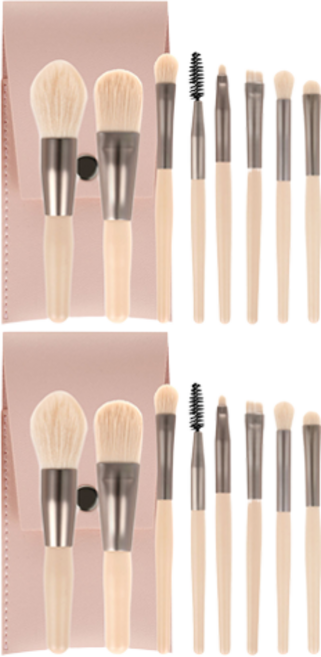 생활공식 8종 휴대용 메이크업 브러쉬, 2개, 혼합색상