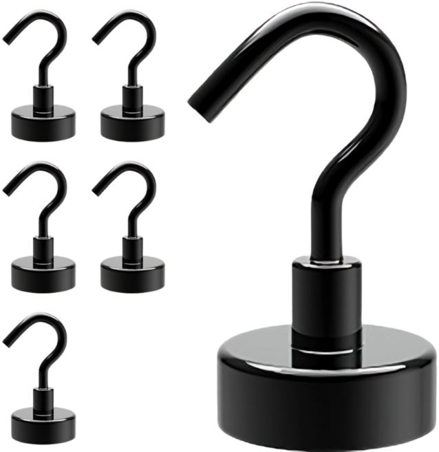 리빙홈디테일 초강력 컬러 고리자석, 블랙, 6개