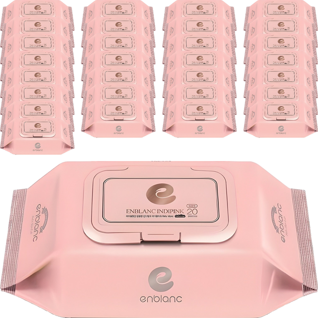 앙블랑 세이프 인디핑크 유아물티슈 휴대캡형, 63g, 20매, 48개