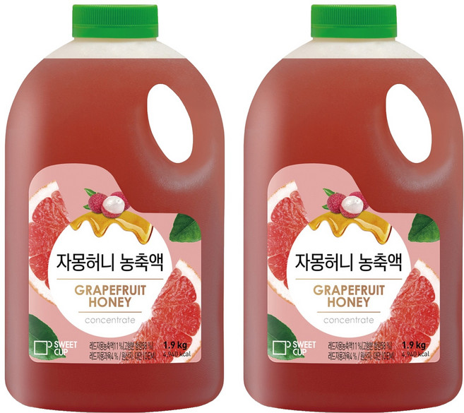 스위트컵 자몽허니 농축액, 1.9L, 2개