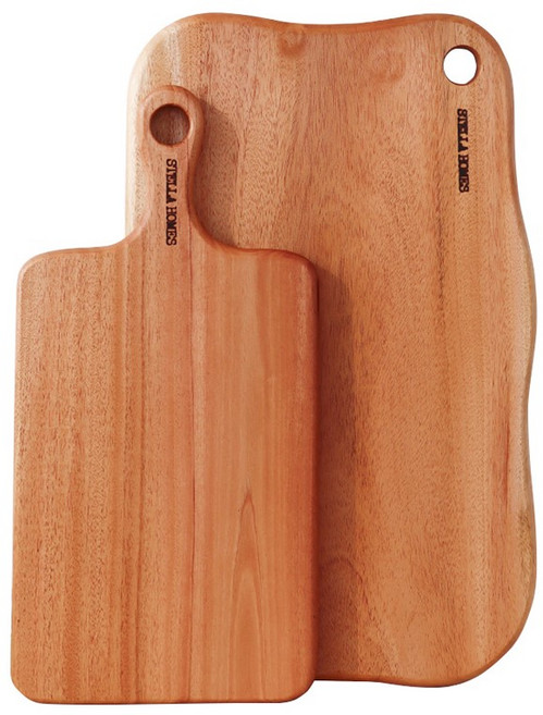 스텔라홈즈 마호가니 플레이팅 통원목 도마 2종 세트 C type, 1세트, 베이직사각 + 라운드사각 대