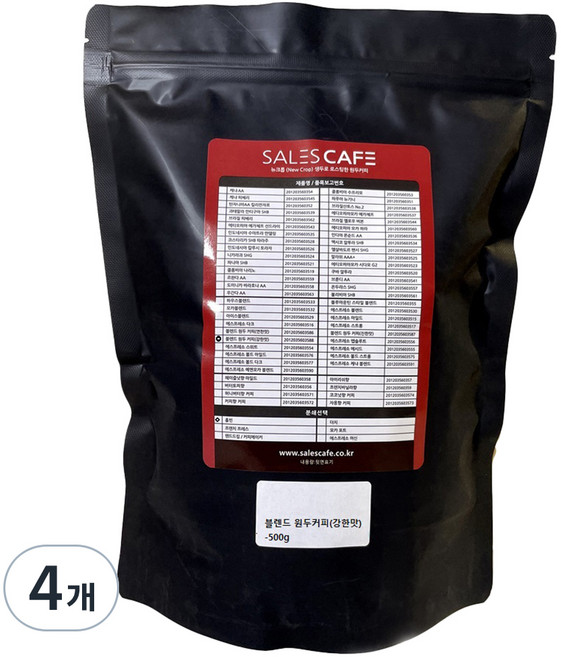 세일즈카페 블렌드 강한맛 원두, 홀빈(분쇄안함), 500g, 4개