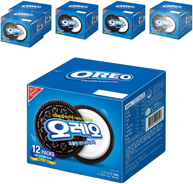 오레오 화이트 샌드위치 쿠키, 600g, 6개