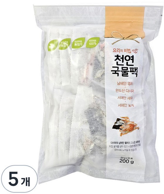 해심 꽃게 천연국물팩, 200g, 5개