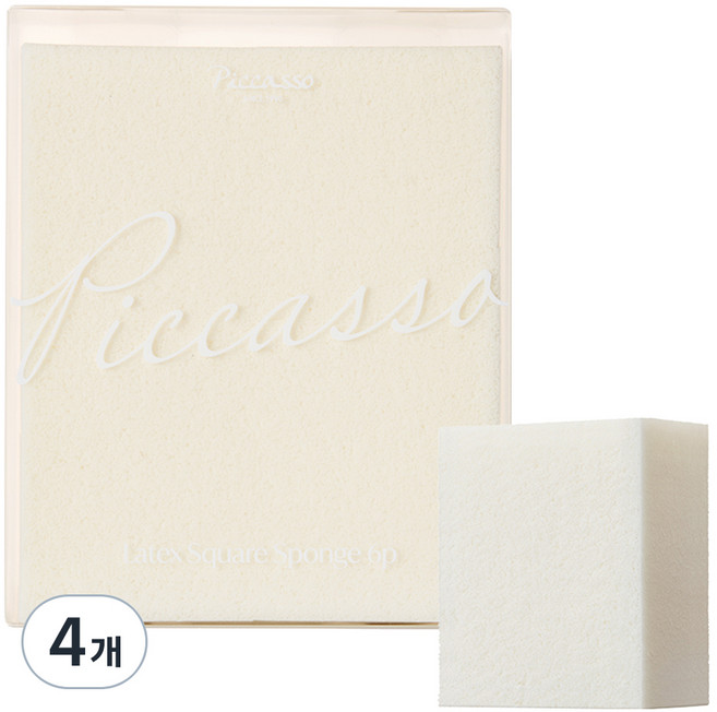 피카소 라텍스 스퀘어 메이크업 스펀지 6p, 4개