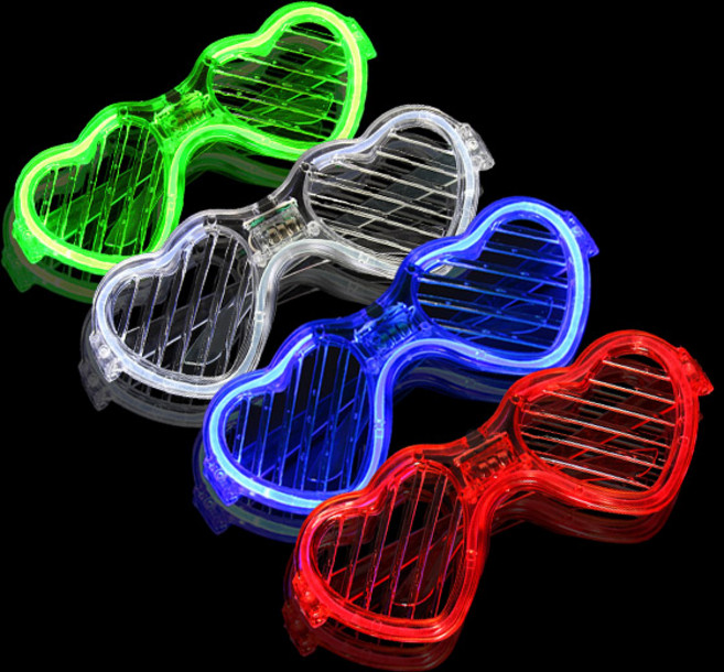 스타리움 LED 하트 안경, 블루 + 레드 + 그린 + 화이트, 1세트