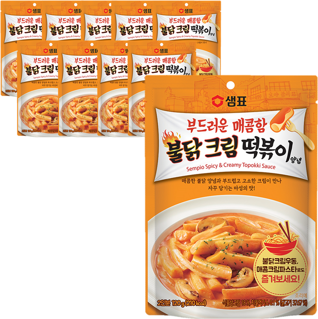 샘표 부드러운 달콤함 불닭크림 떡볶이양념, 120g, 10개