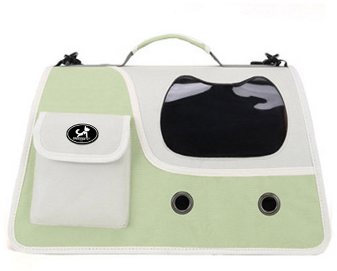 딩동펫 와이드 통풍 숄더백 반려동물 이동가방, 그린, 1개