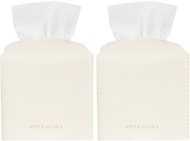 미니 가죽 티슈케이스 2p, 크림 아이보리