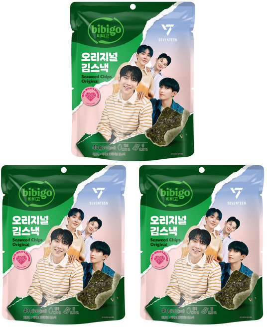 비비고 오리지널 김스낵, 40g, 3개