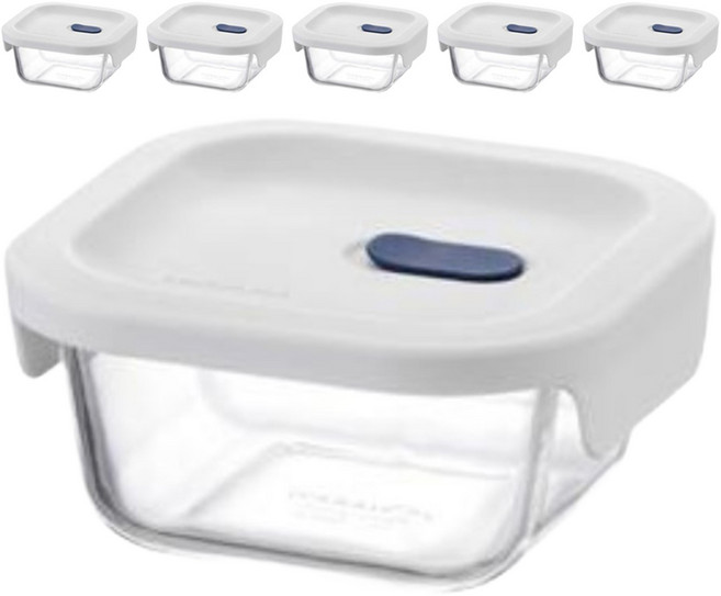 락앤락 탑클라스 실리콘 뚜껑 정사각 유리 밀폐용기 300ml, 6개