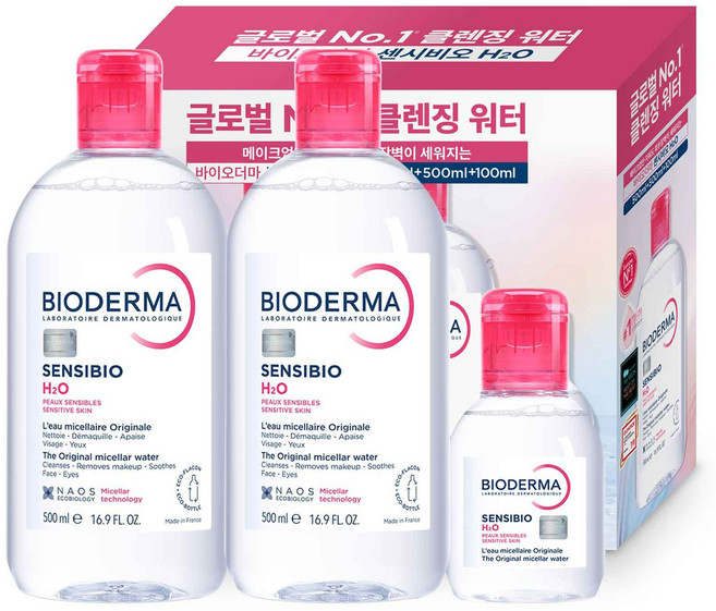 바이오더마 센시비오 H2O 클렌징 워터 세트 3종, 1세트