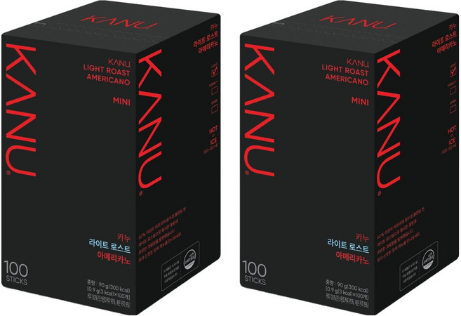 KANU 迷你淺焙美式即溶咖啡, 0.9g, 100入, 2個
