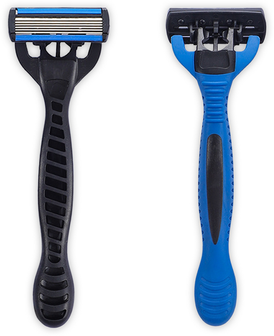 바코젤 6중날 페이스 바디 면도기 블루, 2개입, 1개