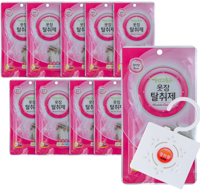 허브스토리 아로마 옷장탈취제 장미향, 10개, 1g