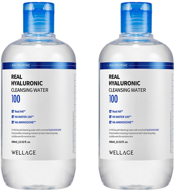 웰라쥬 리얼 히알루로닉 클렌징 워터, 400ml, 2개