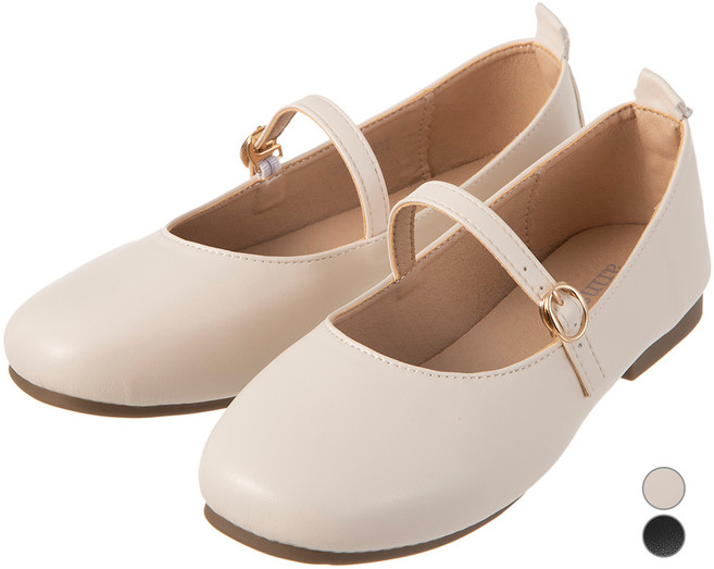 아피나르_라운드토 골든 메리제인 플랫 슈즈