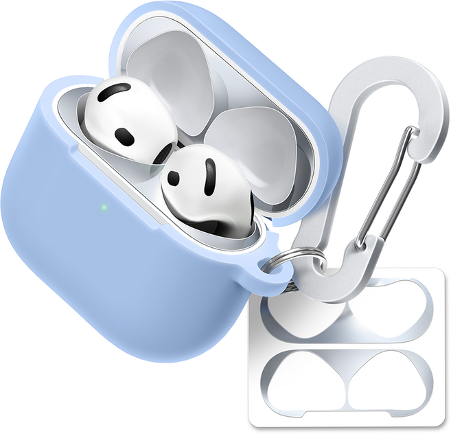 슈퍼디비전 실리콘 이어폰 케이스 + 키링 + 카라비너 + 철가루방지 스티커 세트, 에어팟 4세대, 샤리아, 1세트