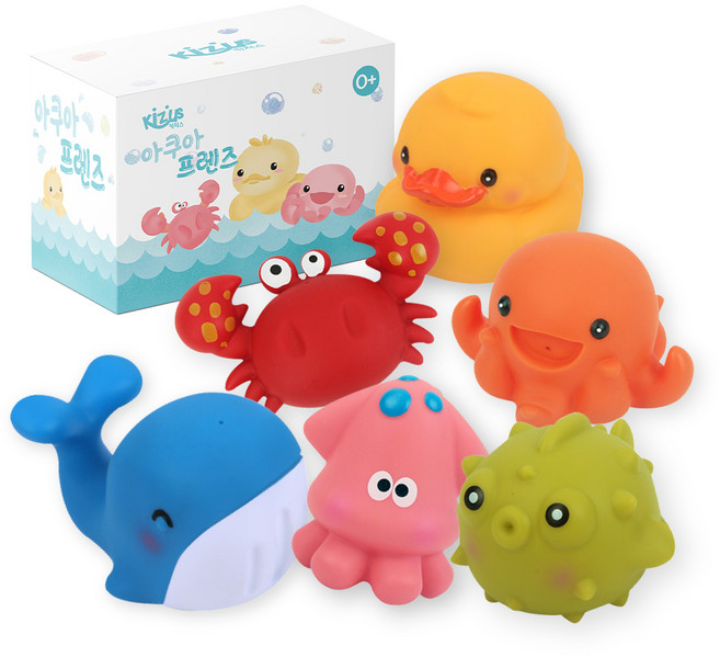 키저스 아쿠아 프렌즈 목욕놀이 인형 6종 세트, 혼합색상, 1세트
