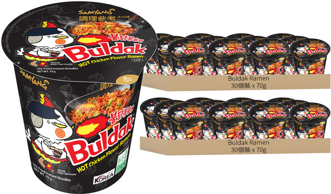Buldak Ramen 三養火辣雞肉風味鐵板炒麵杯裝 70g, 60個裝