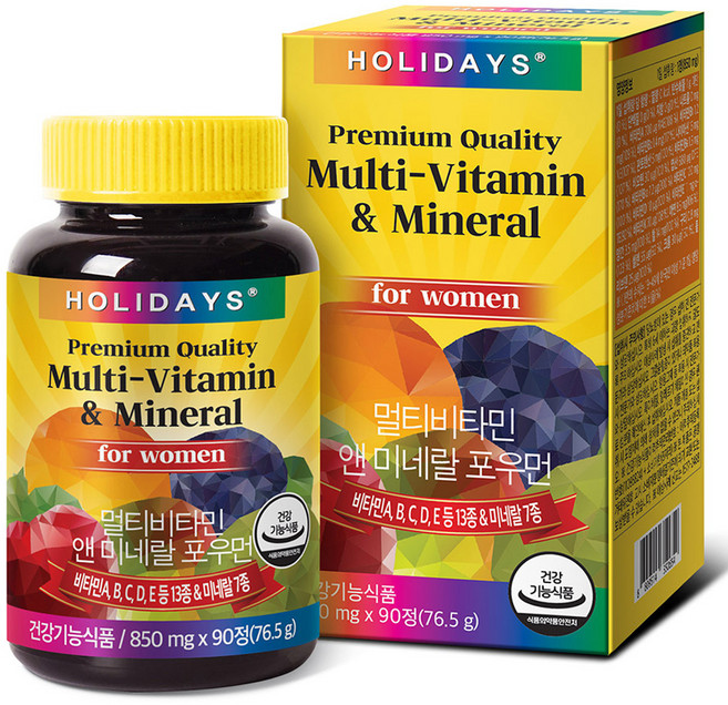 홀리데이즈 멀티비타민 앤 미네랄 포우먼, 90정, 1개