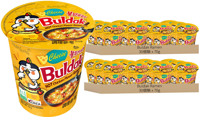 Buldak Ramen 火辣雞肉風味鐵板炒麵 起司風味 杯裝 70g, 60個裝