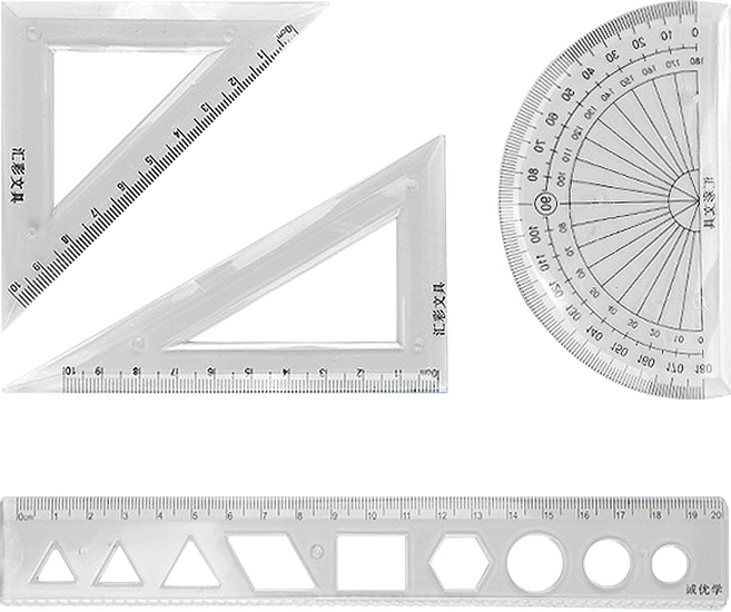 바코젤 소프트 삼각자 각도기 20cm 자 세트, 투명, 1개