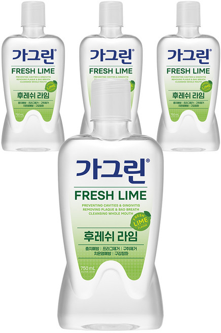 가그린 후레쉬 라임 구강청결제, 750ml, 4개