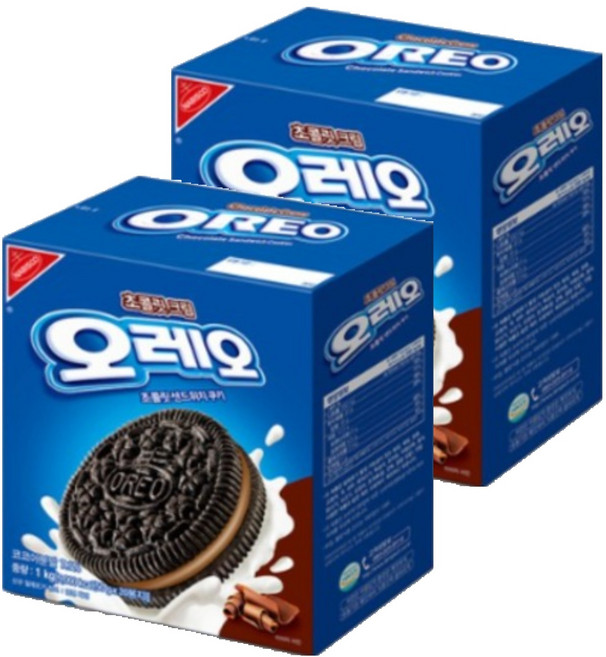 오레오 초콜릿 크림 샌드위치 쿠키, 1kg, 2개