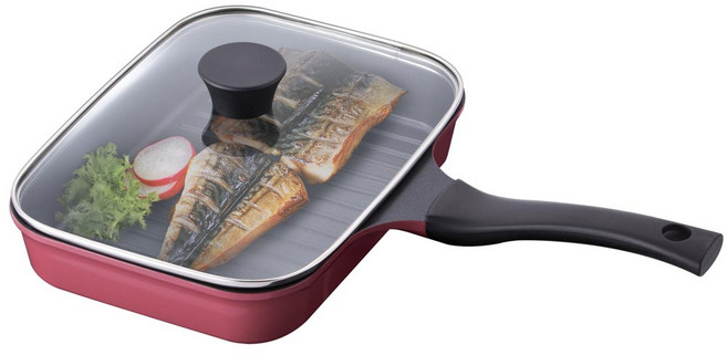 쿠킨 인덕션 사각 그릴팬, 26cm, 1개