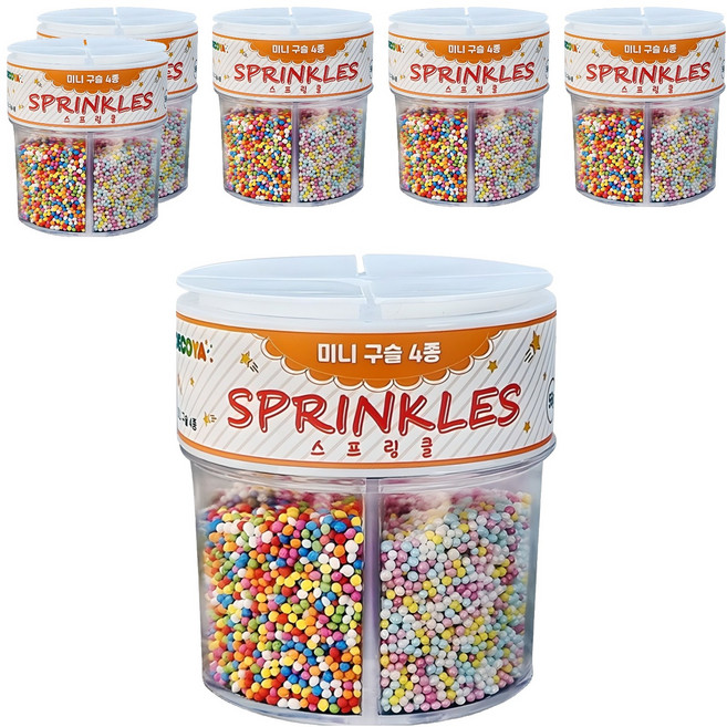 Ahome Baking Deco Sprinkle Mini Beads 4 件套, 6組, 56g