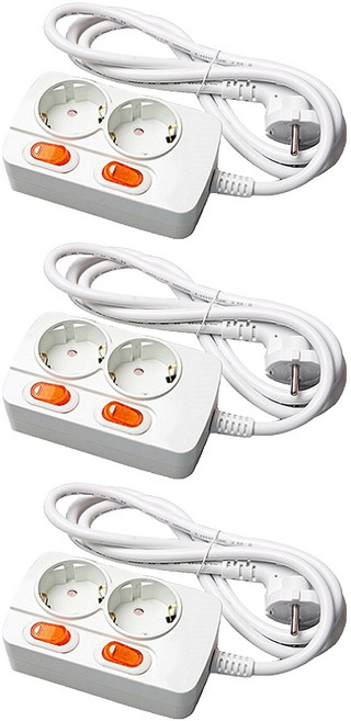 메이프 개별 스위치형 세이프 홈 멀티탭 2구, 2.5m, 랜덤 발송, 3개