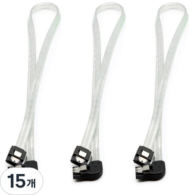 SATA3 6Gb/s 帶鎖扣 L型 圓形 透明白色 ML-S3L9W, 15個, 0.5m