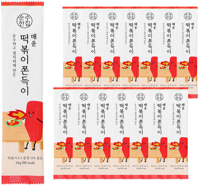 순수한집 매운 떡볶이 쫀득이, 375g, 1개