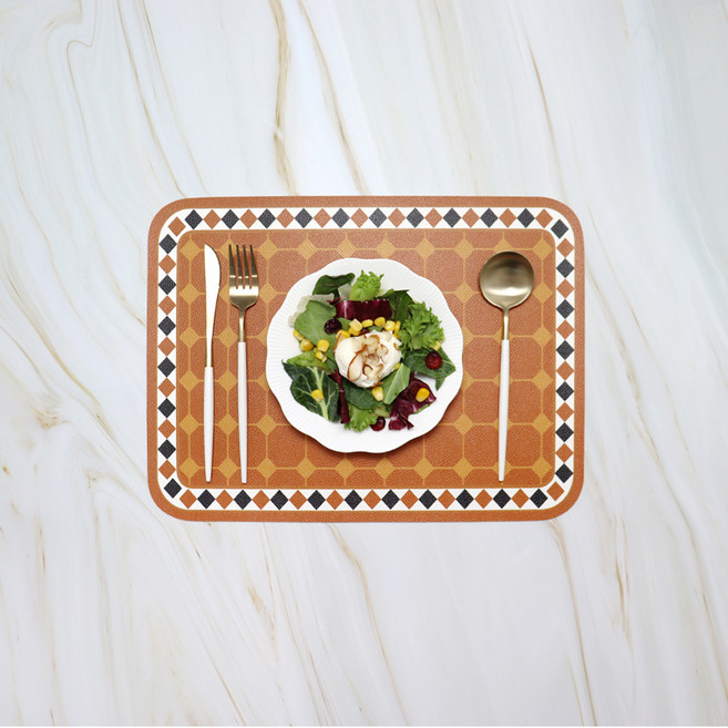 아이타 로맨틱 방수 식탁매트, 주황무늬, S(40 x 30 cm), 2개