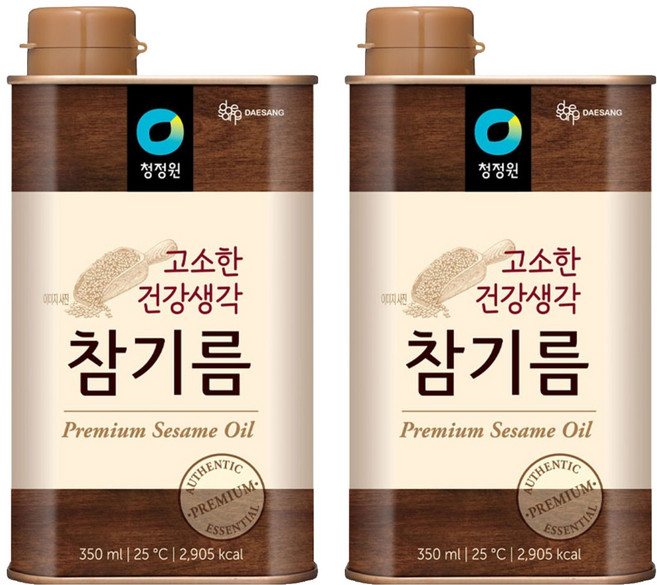 청정원 고소한 건강생각 참기름, 350ml, 2개