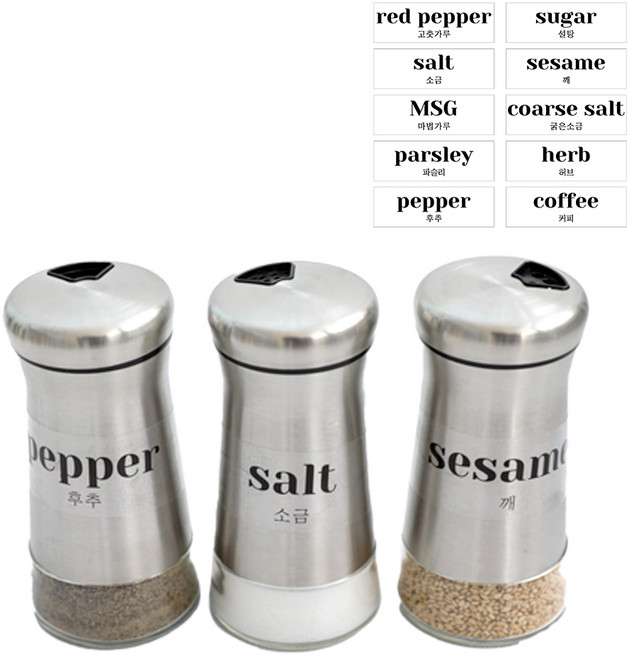 앳홈 세리에 스텐 3단 조절 써클 양념병 세트, 1세트, 양념통 3p + 라벨지