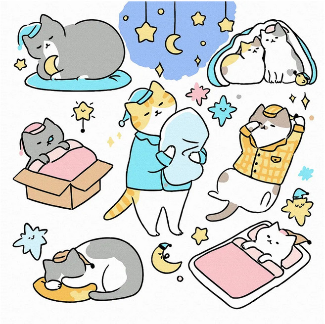 ArtLife 藝術生活 數字油畫DIY 33314 30 x 30cm, 喵星人系列 睡衣趴, 1盒