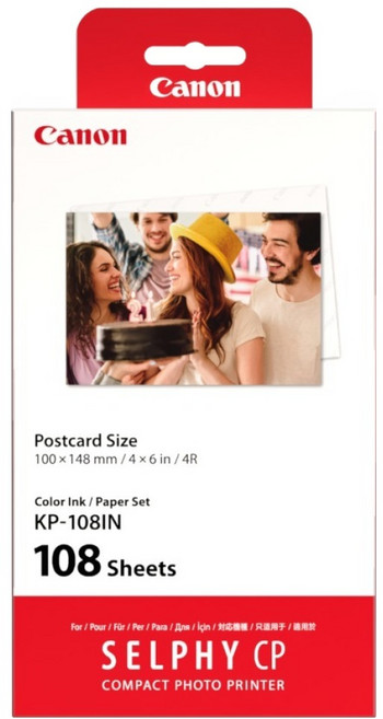 캐논 셀피 인화지 일반용지 108p KP-108IN + 잉크 3p, 4X6, 1개