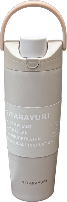 Sitarayuri 304不鏽鋼雙飲保溫杯 ZF-075, 米色, 1個, 900ml
