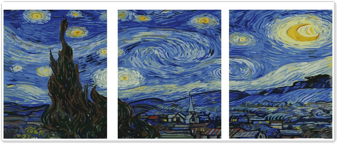 ArtLife 藝術生活 數字油畫DIY 3拼畫 星空 50 x 40cm 3個, 1組