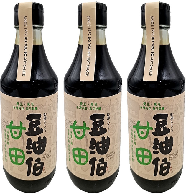 豆油伯 甘田釀造醬油 薄鹽 台灣非基改黃豆、台灣黑豆、台灣小麥, 300ml, 3瓶