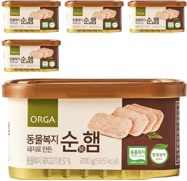 ORGA 動物福利豬純火腿, 200g, 5個