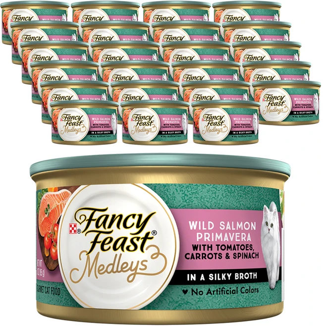 팬시피스트 생후 3개월령 이후 고양이 엘레강트메들리 프리마베라 습식사료, 연어, 85g, 24개 - 쿠팡